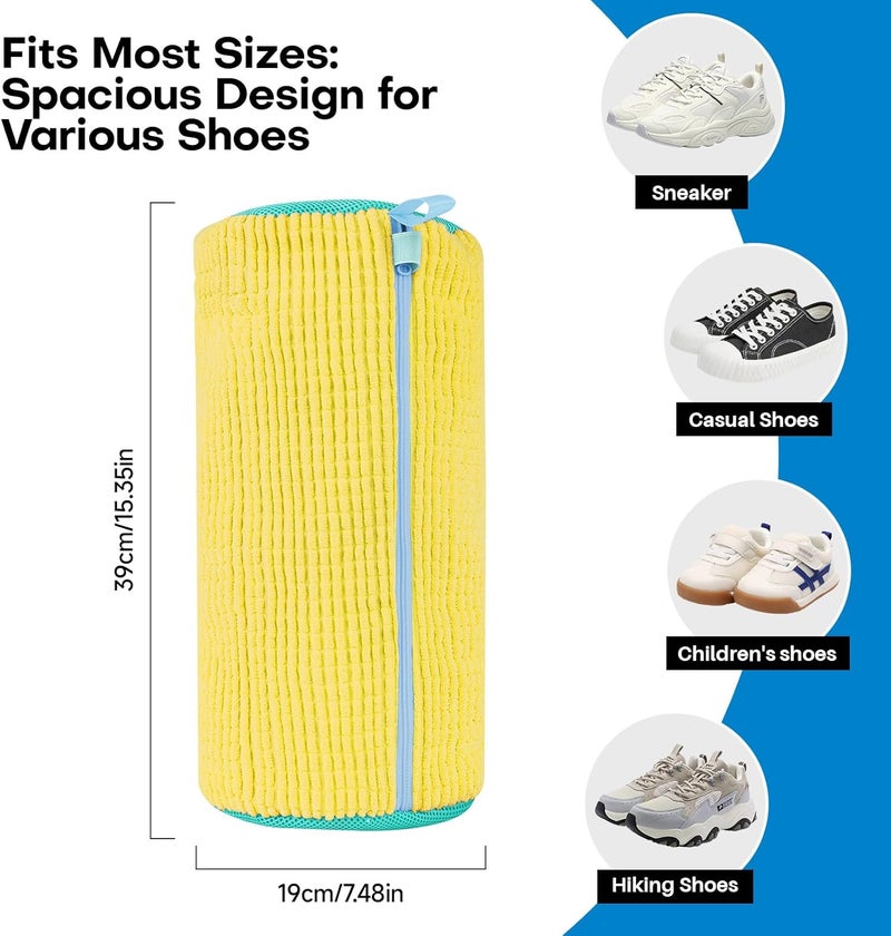 NMQHPA Shoe Washing Machine Bag: Laundry Shoe Bag for Washer and Dryer - 2pc Reusable Shoe Cleaning Bag for Sneaker Tennis Shoes Unstain Cleaner Kit (Yellow 2pcs) - Image 4